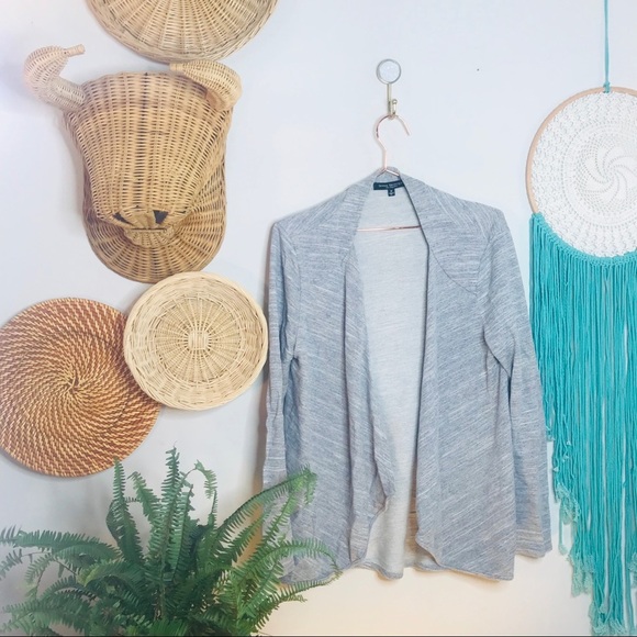 open drape Gray heathered Cotton Cardigan - Picture 1 of 6